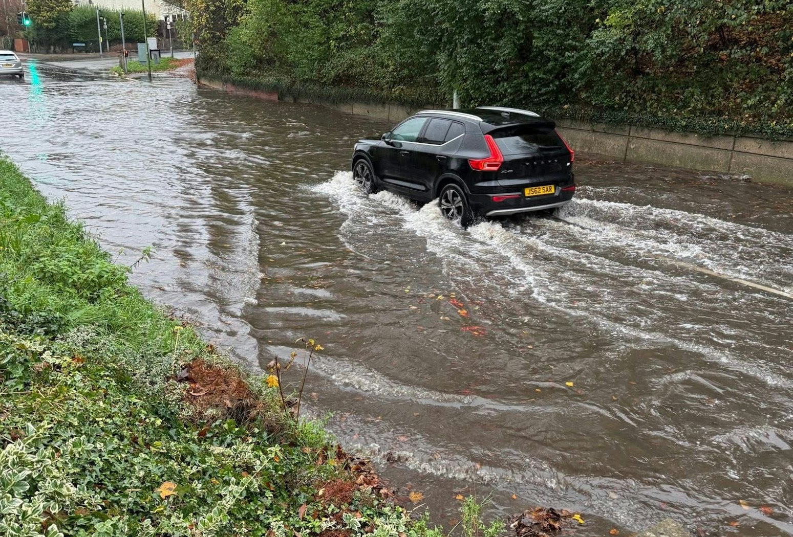 flooded road in hertfordshire